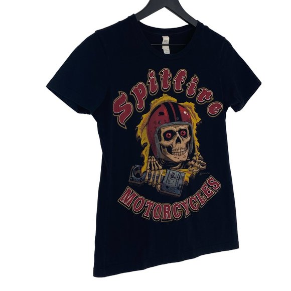 CALIFORNIA SPITFIRE MOTORCYCLES Skull Graphic Black Short Sleeve Tee Size L - Picture 2 of 16